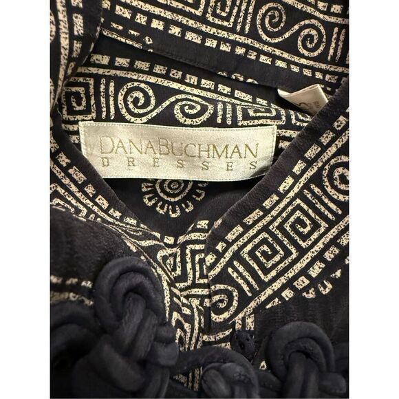 Dana Buchman 100% Silk Tunic Geometric Print Mandarin Collar Sz. 12 - Picture 13 of 15